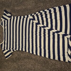 Loveappella Navy and White Striped Mini Dress